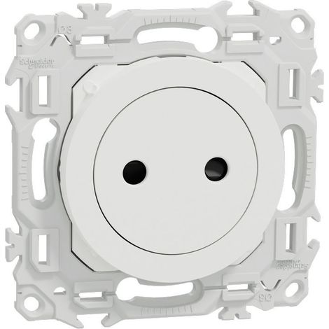 Schneider – Prise de courant 2P affleurante – Bornes automatiques pour installation rapide – Blanc craie – Pour boîtiers standards