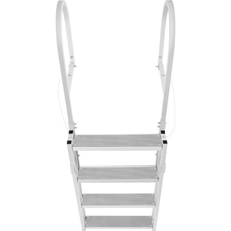 4-stufige Klapp-Deckleiter, Aluminiumlegierung, Tragkraft 159 kg, höhenverstellbar 140–170 cm, 10 cm breite, rutschfeste Stufen, für Boot, See, Pool und Bootsfahrten (1/5)
