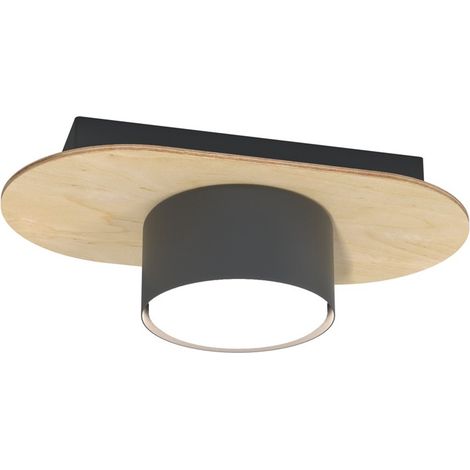 Spot plafond ovale bois clair/noir GX53 Diaz Emibig (1/2)