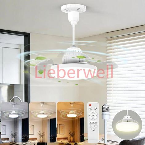 Caché Ventilateur de Plafond Silencieux 40cm avec Lumière et Télécommande,30W E27 2000lm Lampe Ventilateur sur Douille,3CCT (1/5)