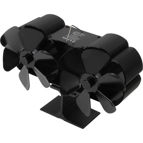Ventilateur de cheminée double tête, 6 pales, puissance thermique, noir, résistant aux hautes températures et écologique (1/5)