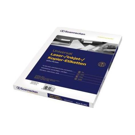 Universaletikett 105 x 74 mm (B x H) nicht wieder ablösbar Papier weiß 800 Etik./Pack. (1/4)