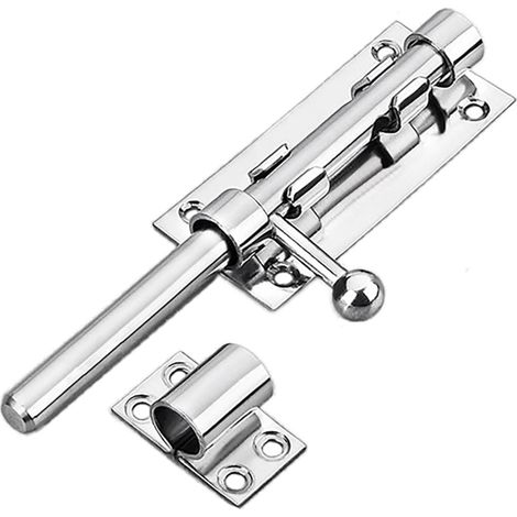 Verrou de porte coulissante acier inoxydable avec trou de cadenas, verrou porte de sécurité à boulons serrure de boulon loquet fermeture de portail longue, 12mm de diamètre, noir 8 inch
