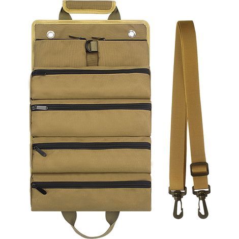 Sac à outils enroulable pour homme/femme, organiseur d'outils à roulettes durable et imperméable, bandoulière multifonctionnelle, sac à roulettes portable et robuste,Kaki (1/5)