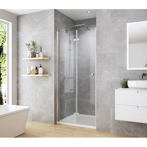 Heilmetz Duschtür Nischentür Duschabtrennung Falttür Klarglas 6mm ESG Sicherheitsglas 80x185cm (1/5)