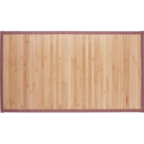 Relaxdays Tappeto in Bambù, Resistente all’Umidità, Antiscivolo, Bordi in Tessuto, Bagno, 80x45 cm, Legno Naturale (1/5)