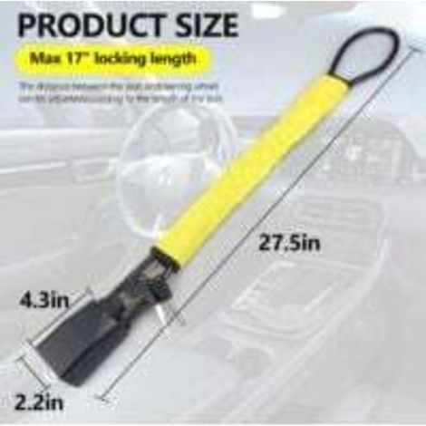 Antivol de volant, antivol de sécurité pour voiture avec 3 clés, antivol de ceinture de sécurité ABS robuste, compatible avec la plupart des véhicules, camions, SUV, fourgonnettes, voiturettes de golf