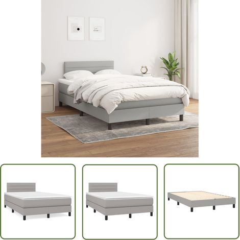 The Living Store Boxspringbett mit Matratze Hellgrau 120x200 cm Stoff - Boxspringbett - Doppelbett - Schlafraum - Bettenrahmen - Matratze (1/5)