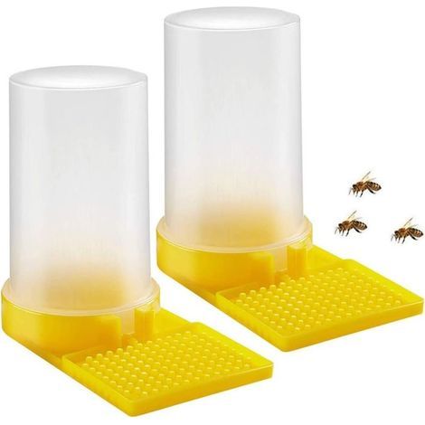 Set di 2 abbeveratoi in plastica per apicoltura, con acqua e api, attrezzi per apicoltura. (1/5)