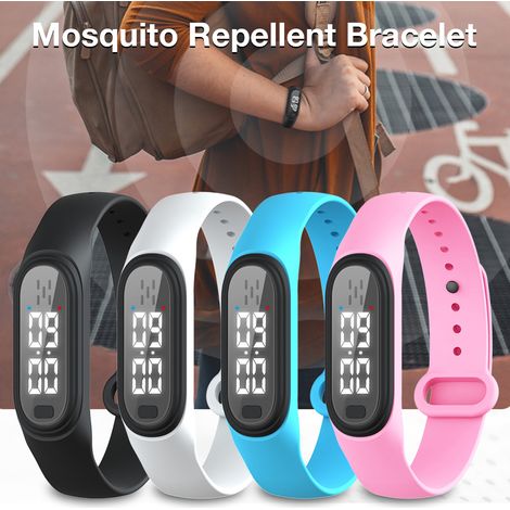 Bracelet Anti-Moustiques Ultrasonique avec Affichage Temps pour Enfants Adultes Recharge USB (1/5)