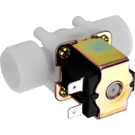 Électrovanne en plastique DN20 G3/4" 12 V CC, normalement fermée, avec interrupteur d'entrée d'eau (1/5)