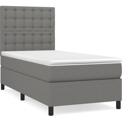 Cadre de lit en tissu, matelas inclus, gris foncé, 80 x 200 cm (1/5)