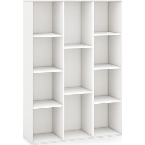 Libreria a 11 cubi multifunzionale con kit anti-ribaltamento per soggiorno, Scaffale moderno geometrico Bianco (1/4)