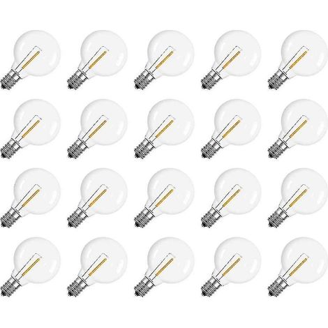 Lot de 20 ampoules LED G40 de rechange, culot à vis E12, incassables, pour guirlande solaire (1/5)