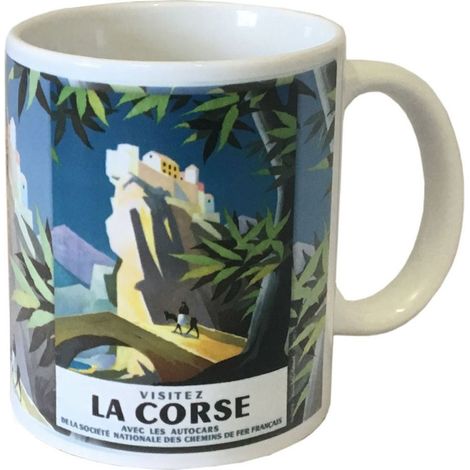 Tasse en céramique blanche rétro - Visitez la Corse