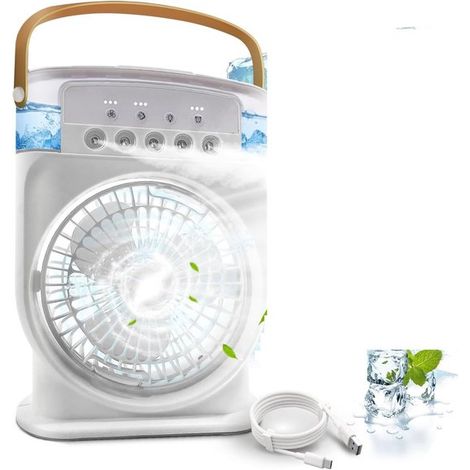 4-in-1 Tragbare Mini-Klimaanlage, Ventilator, leise, ohne Schlauch, wiederaufladbar, Timer, Weiß (1/5)