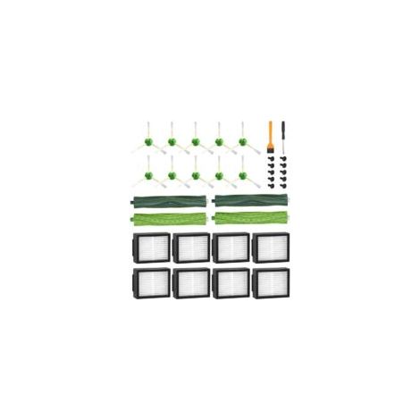 Ricambi per iRobot Roomba E5 E6 i7 i7+ i3 i3+ i4 i4+ i6 i6+ j7 j7+, kit di accessori di ricambio per Roomba serie i/e/j, 4 spazzole in gomma, 8 filtri HEPA, 10 spazzole laterali