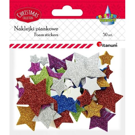 Schaumstoffaufkleber Glitzersterne Mix 50 Stück.