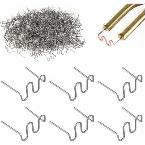 BUNTHAUS PA LARGEIGHT 500 Stück Metall-Heißklammern, 0,8 mm, Kunststoff-Schweißklammern, Schweißstäbe, Wolframstahl-Heißklammern, Kunststoff-Reparaturklammern zum Karosserieschweißen, LARGEIGHT (1/4)
