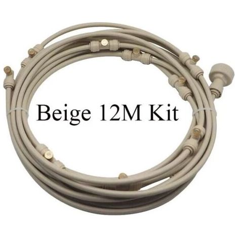 royaluxe -Ventilateur et brumisateur extérieurSystème de refroidissement par brumisation extérieur arroseur d'eau pré-assemblé pour patio, jardin, serre, plantes, kit d'arrosage 6-18 mètres, kit beige