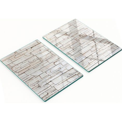 Pannelli in vetro resistenti ed eleganti con motivo a muro di pietra bianca, 2x40x52 cm (1/5)