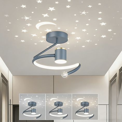 Plafonnier LED moderne, éclairage intérieur, 3 couleurs d'éclairage, Ø24 cm, pour chambre et salon, projection créative d'un ciel étoilé, lustres (1/5)