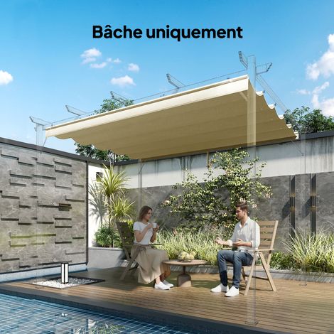 x 3 m einziehbares Pergola-/Pavillon-Dach – nur Dach 250 x 255 cm beige
