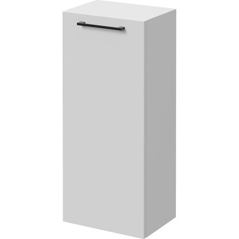 Napoli Gloss White 350mm Wall Mounted Single Door Side Cabinet - 350mm - Matt Black 160mm Handle