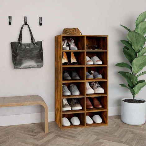 vidaXL Shoe Rack Smoked Oak 54x34x100,5 cm Engineered Wood (1/5)