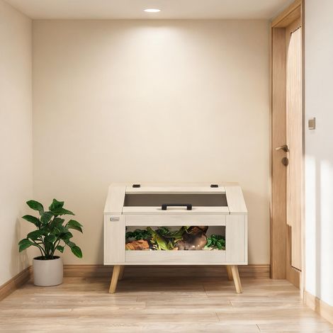 Terrarium bois naturel en panneau de particules 80 x 50 x 60 cm (1/5)