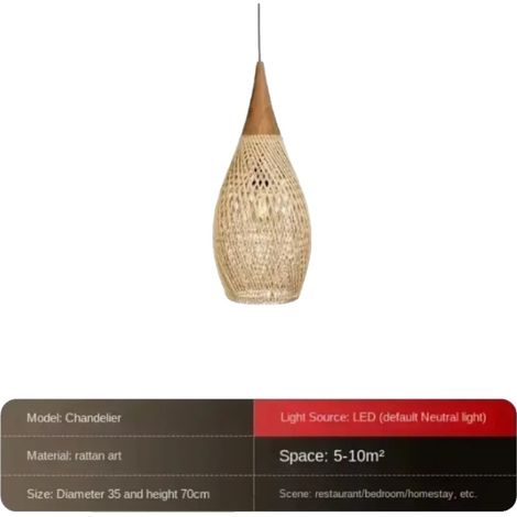 Kronleuchter, Rattanweberei, Elegantes Design, 3570, Keine Glühbirne (E27) (1/2)