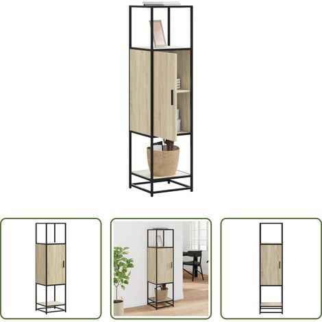 vidaXL Metall - Highboard Sonoma-Eiche 35,5x35x139 cm Holzwerkstoff Metall (1/5)