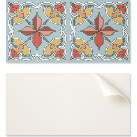 Azulejos decorativos autoadhesivos de vinilo con estampado floral y detalles, 10x40x20 cm.