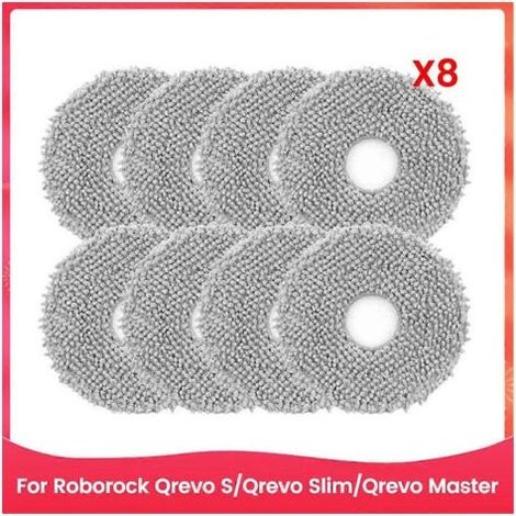 Lot de 8 lingettes de rechange pour aspirateur robot Roborock Qrevo S, Qrevo Slim et Qrevo Master. (1/5)