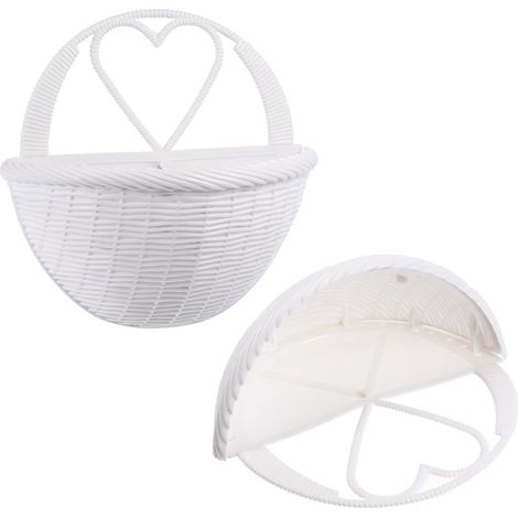 DOITOOL Lot de 2 jardinières suspendues en plastique blanc aspect rotin (1/5)