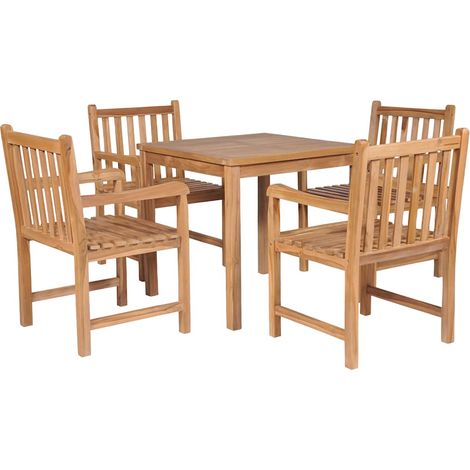 vidaXL Set de comedor exterior 5 piezas de madera maciza de teca (1/5)