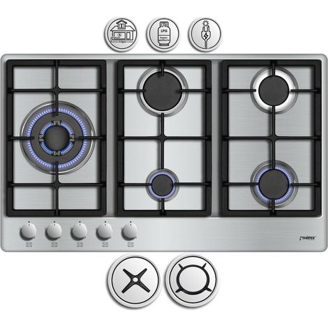Phönix PS-901LT Gaskochfeld Gaskocher 5 flammig 90cm Propan / H-Gas