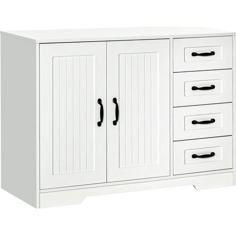 Aparador blanco con 4 cajones y balda ajustable 105x40x76 cm MODENUIT (1/5)