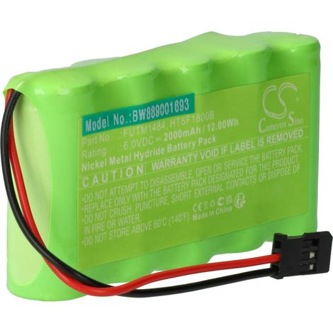 vhbw Akku kompatibel mit Futaba 10J, 14SG, 4PKS, 4PL, 6J, 8J Transmitter (2000 mAh, 6 V, NiMH)