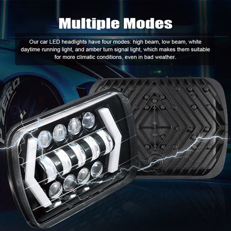 5x7"-LED-Scheinwerfer mit Abblend- und Fernlicht, rechteckigen Tagfahrlichtern, beleuchteten Blinkern, blendfrei, Paar (1/4)