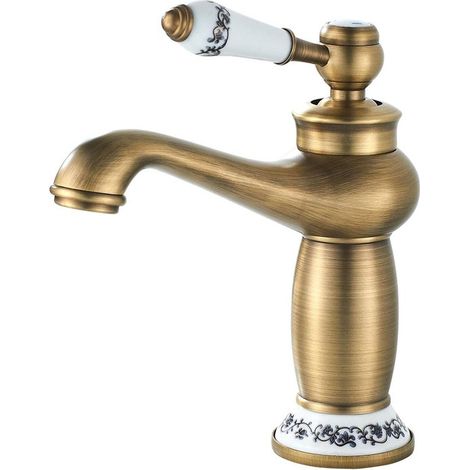 Rubinetto per lavabo in stile retrò. Per maniglie in ceramica, rubinetto per acqua calda e fredda. (1/5)