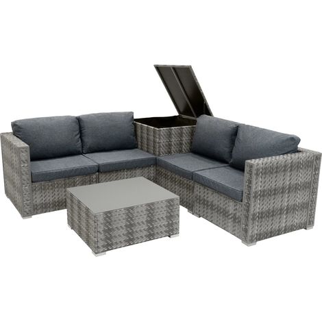 Rattan Modular 6 Piece Furniture Set – Grey
