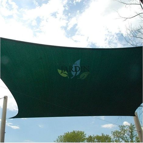 Tenda a vela quadrata verde 5 x 5 metri, 150 gr/m2 Tenda da giardino UV con corde