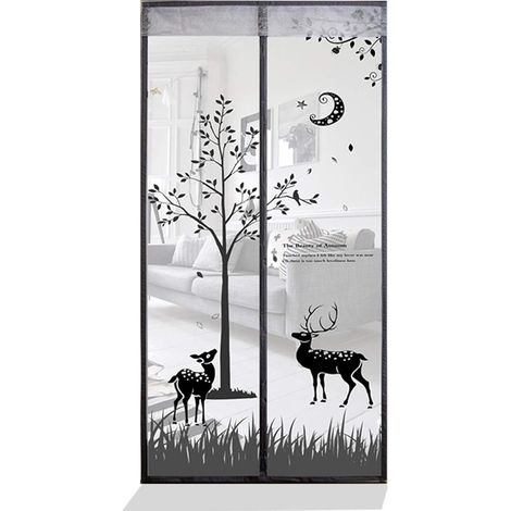 Moustiquaire Magnétique pour Porte, Rideau Aimanté de Porte Fermeture Automatique, Anti Mouche, avec Aimant, Gris 110 x 210 cm