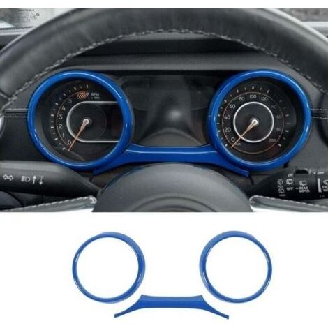 Lot de 2 housses de tableau de bord Garniture de tableau de bord Bleu ABS Cadrans d'instruments pour Jeep Wrangler 2018-2022 JL JLU Gladiator JT Sport X Sahara Rubicon (1/4)