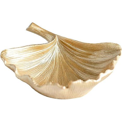 Dekorative Aufbewahrungsschale aus Kunstharz mit goldenem Ginkgoblatt-Design geeignet für Schreibtische, Veranden, als Schlüssel- und Snackbox. (1/5)