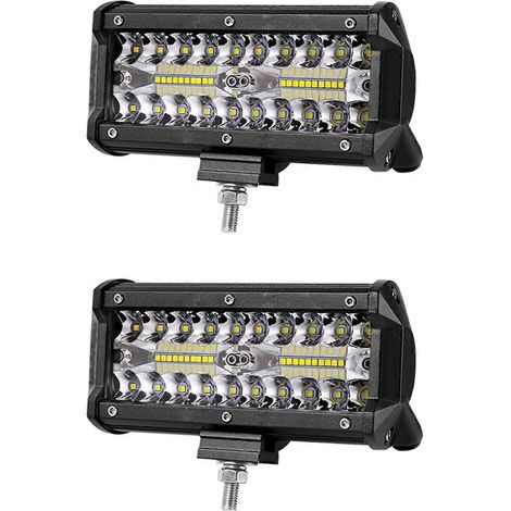 2 barres lumineuses LED combinées 7 pouces 120 W, faisceau concentré et large, pour le travail, la conduite tout-terrain, les bateaux, les voitures, les tracteurs, les camions, les 4x4, les SUV et les (1/5)