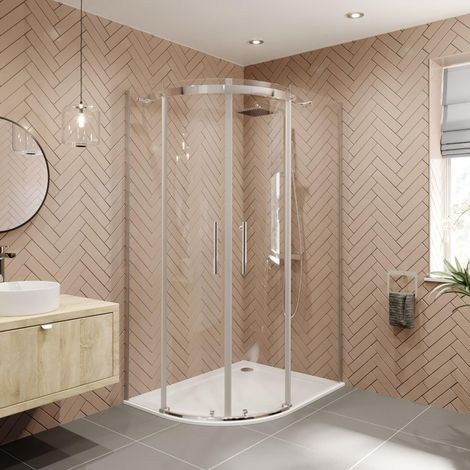 1200 x 800mm LH Offset Quadrant Shower Enclosure Frameless 8mm Safety Glass (1/5)