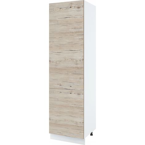Colonne de cuisine pour réfrigérateur encastrable Bellissi Noyer blanchi 3 portes L 60 cm