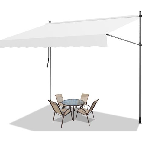 SWANEW Tenda a bracci manuale Tenda retrattile senza foratura 400x120cm Crema (1/5)